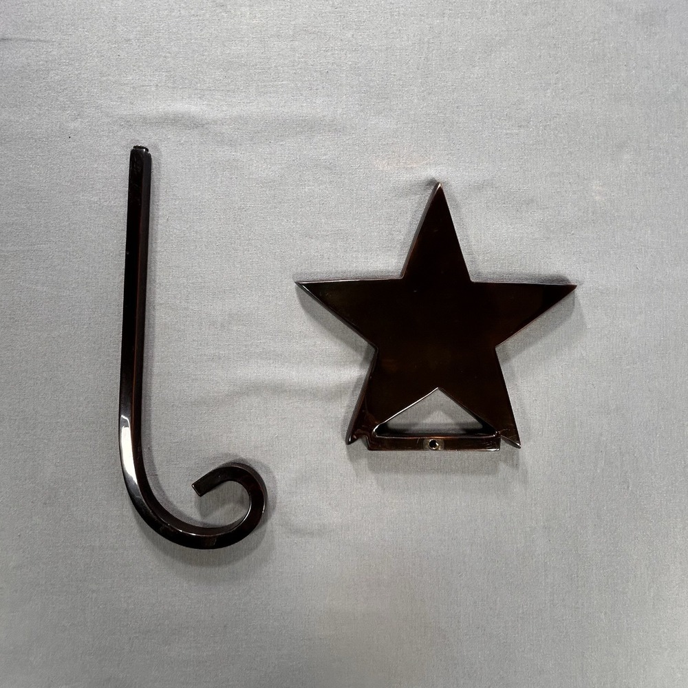 VTG Home for the Holidays Metal Christmas Star Stocking Holder Copper Colored